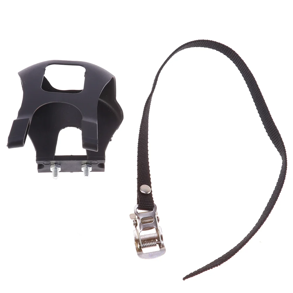 

4pcs Cycling Road Bike Mountain Bike Toe Clips Plastic Anti-slip Toe Clip with Fixed Straps for Pedal (Black)