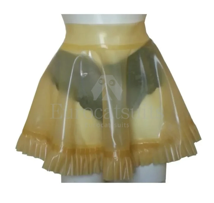 

100% Natural Latex rubber SKIRT with frills UNISEX TV fetish transparent