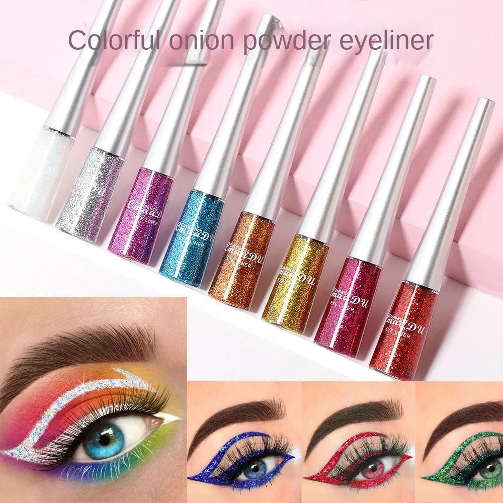 Bright Glitter Liquid Eyeliner Sequins Waterproof Liquid Eyeliner Pencil Body Art Long Lasting Colorful Eyeliner Gel Pen Face