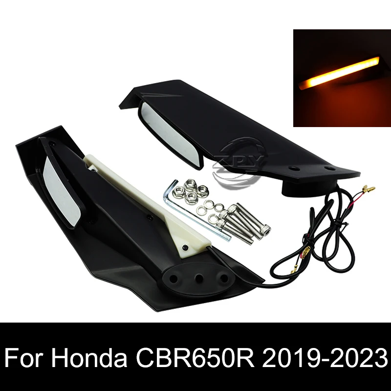 

Motorcycle Modified LED Rearview Mirrors Wind Wing Adjustable Rotating Mirror For Honda CBR650R 2019 2020 2021 2022 2023