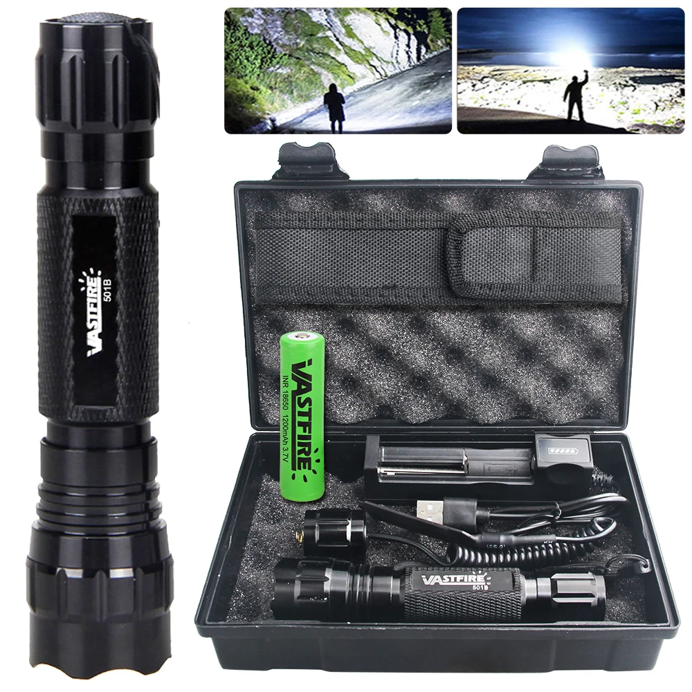 LED عالية التجويف مصباح يدوي أخضر أحمر أبيض الأشعة فوق البنفسجية الضوء الأرجواني مصباح يدوي السوبر مشرق متعدد الوظائف الشعلة مع صندوق بطارية 18650 #1
