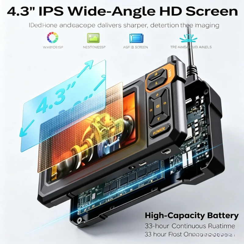 Industrial Endoscope Camera with Light 1920P HD Borescope IP67 Snake Camera for Inspecting Walls, Automotive Engines, Pipes