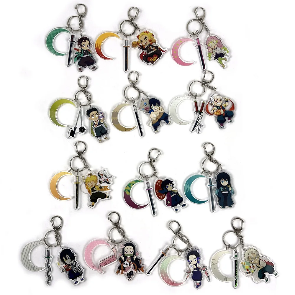 

Anime Kimetsu no Yaiba Acrylic Pendant Demon Slayer Keychain Manga Key Ring Bag Backpack Key Chain Cosplay Toy Keyring ACG Goods