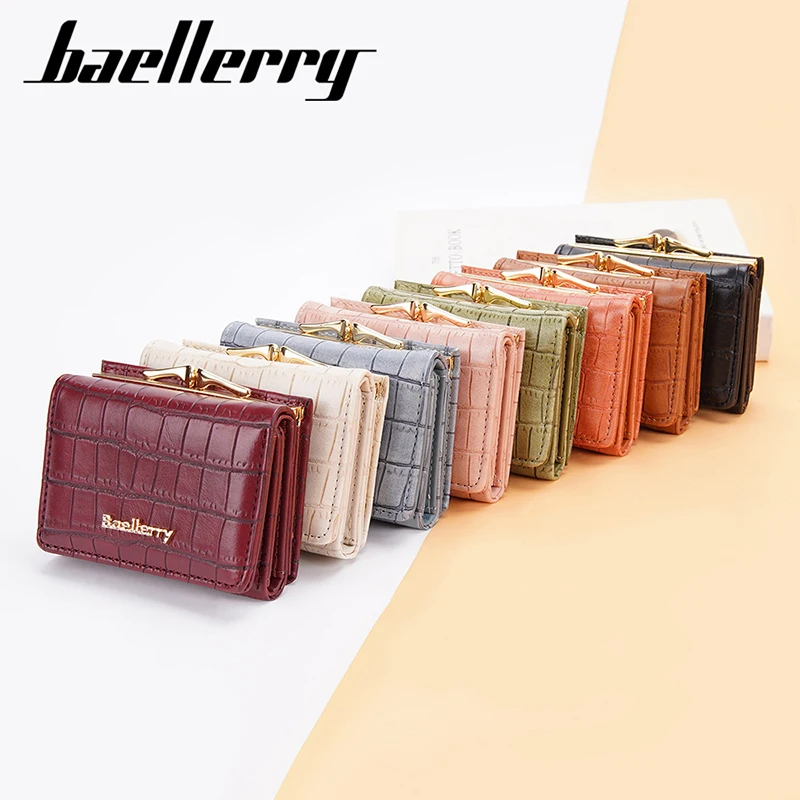 Baellerry-Carteira Curta para Mulheres, Bolso de Moedas, Crocodilo Estampado, Bolsa Feminina, Porta-Fotos, Porta-Cartões Hasp Meninas, Novo
