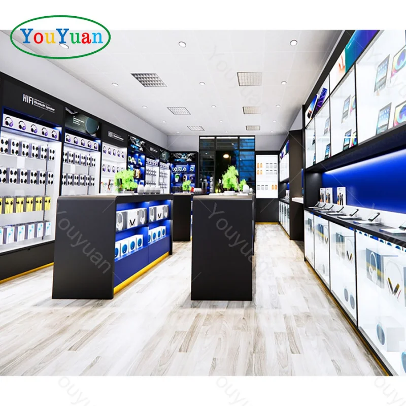 (customized)Glass shelve mobile shop new design glass counter phone accessories shop design phone display counter retail store