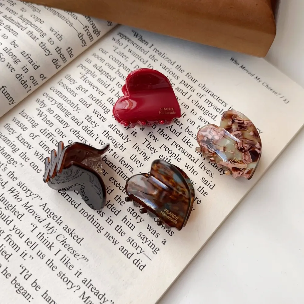 

Vintage Acetic Acid Love Heart Hair Claw Y2K Barrettes Acetate Hair Clips Side Clip Headwear Hair Grab Clip Daily