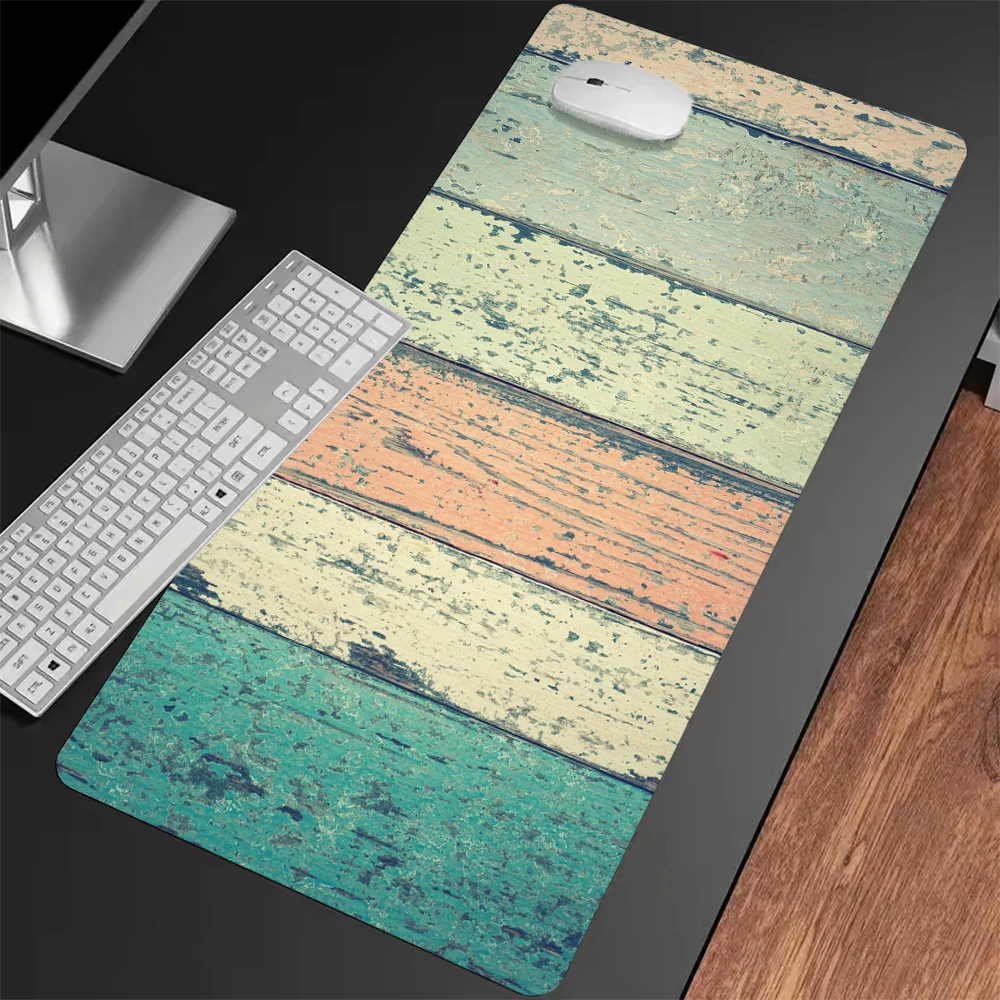 

Vintage Distressed Wood Desk Mat: Pastel Striped Rustic Design, Smooth Surface – Stylish Functional Accessory for Office&Gaming