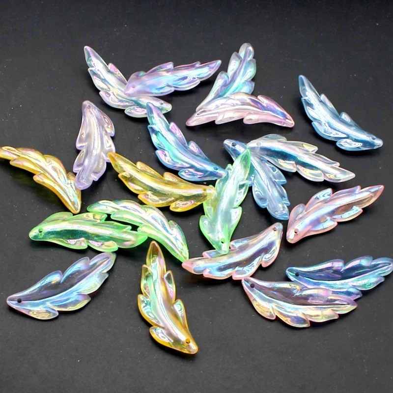 Acórios DIY para Chaveiro de Sereia em Acrílico, Materiais de Pena de Pássaro e Folha Mabe, Contas, Suprimentos para Artes...