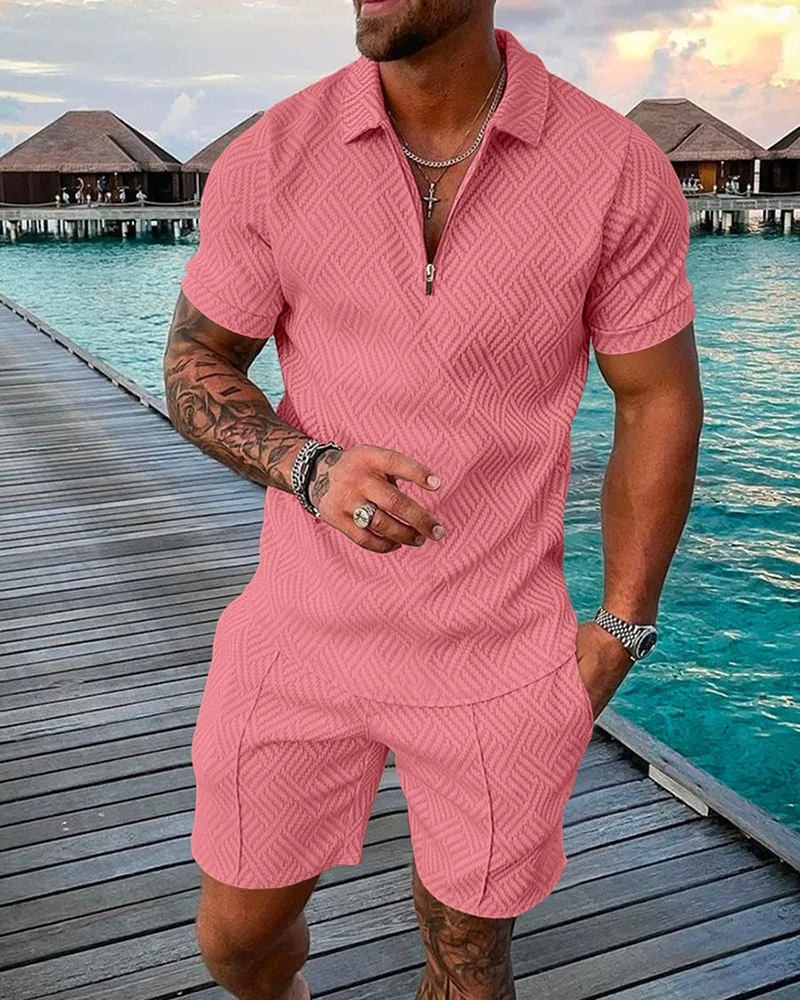 Fashion Men Casual Set Streetwear 3D Digital Printing Short Sleeve Polo Shirt + Shorts Summer  Sportswear Men‘s Clothing