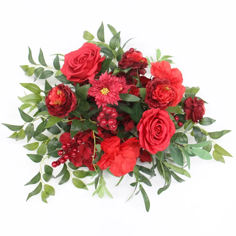 تشكيلة زهور التوت الأحمر لعيد الميلاد، جدار زهور زاوية صناعية، علامة ترحيب لحفلات الزفاف، كرة زهور للحفلات، ديكور منزلي #4