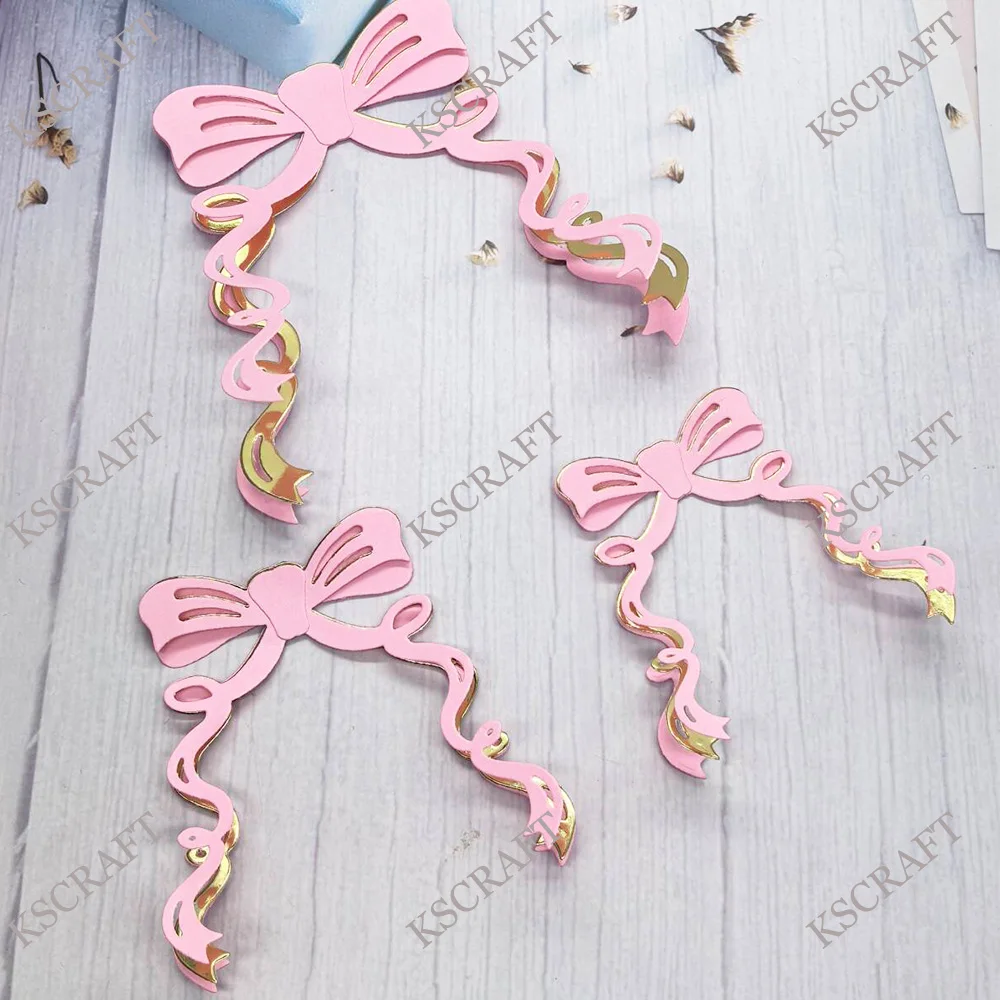 KSCRAFT Swirly Tail Bows Cutting Dies Stencils for DIY Scrapbooking Decorative Embossing DIY Paper Cards