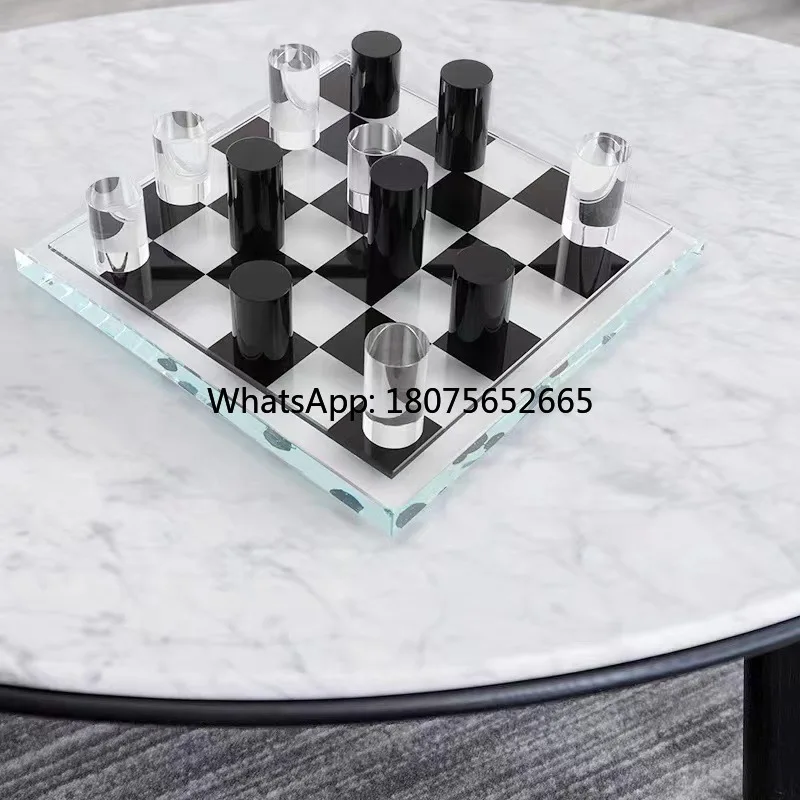 Creative home light luxury crystal chess set - model room study room decorative chess pieces and board display