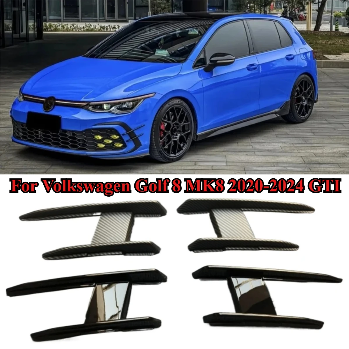Für Volkswagen Golf 8 MK8 2020–2024 GTI Frontstoßstange Lip Spoiler Splitter & Seitenschweller ABT Style R-Line Body Kit Trim