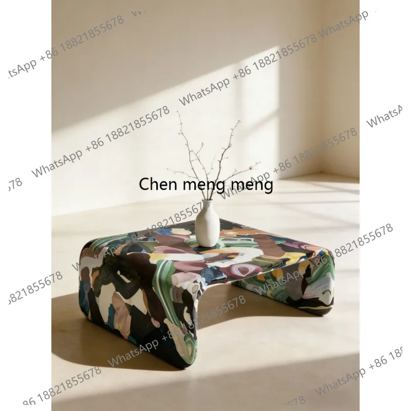 

Hand-painted modern minimalist living room art, square home high-end creative coffee table