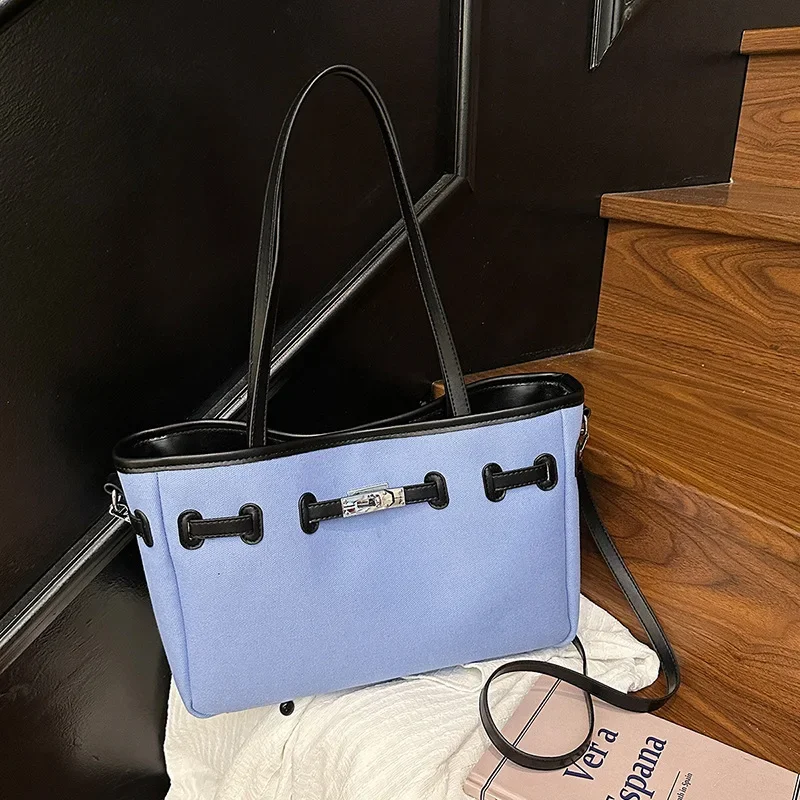 

Stylish Color-Block Tote Bag for Women Large Capacity Work Shoulder Bag Minimalist Casual Office Purse Versatile Commuter Bag​