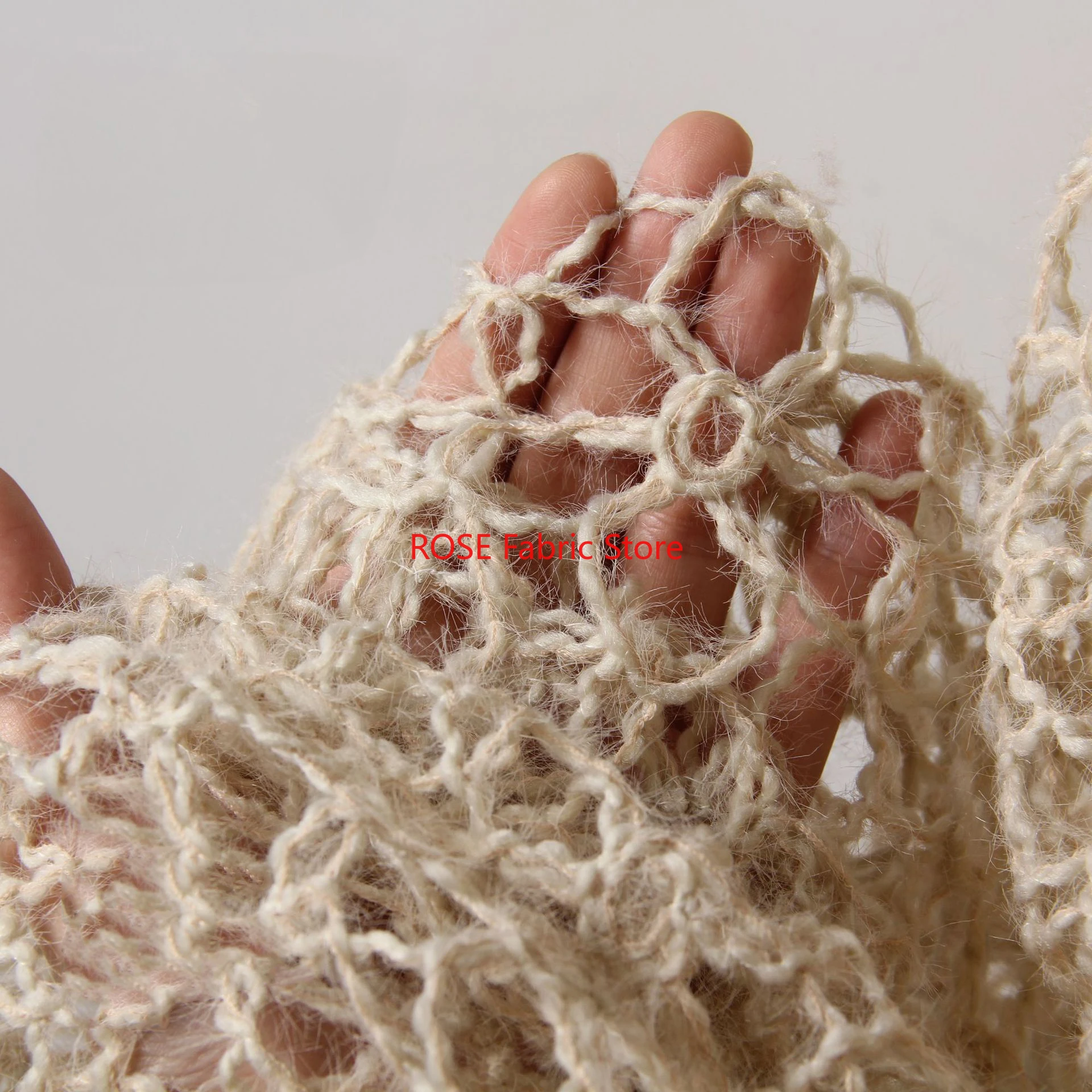 1 yard Hollowed Out Woven Rattan Hemp Texture Soft Fabric Fashion Creative Designer Fabric
