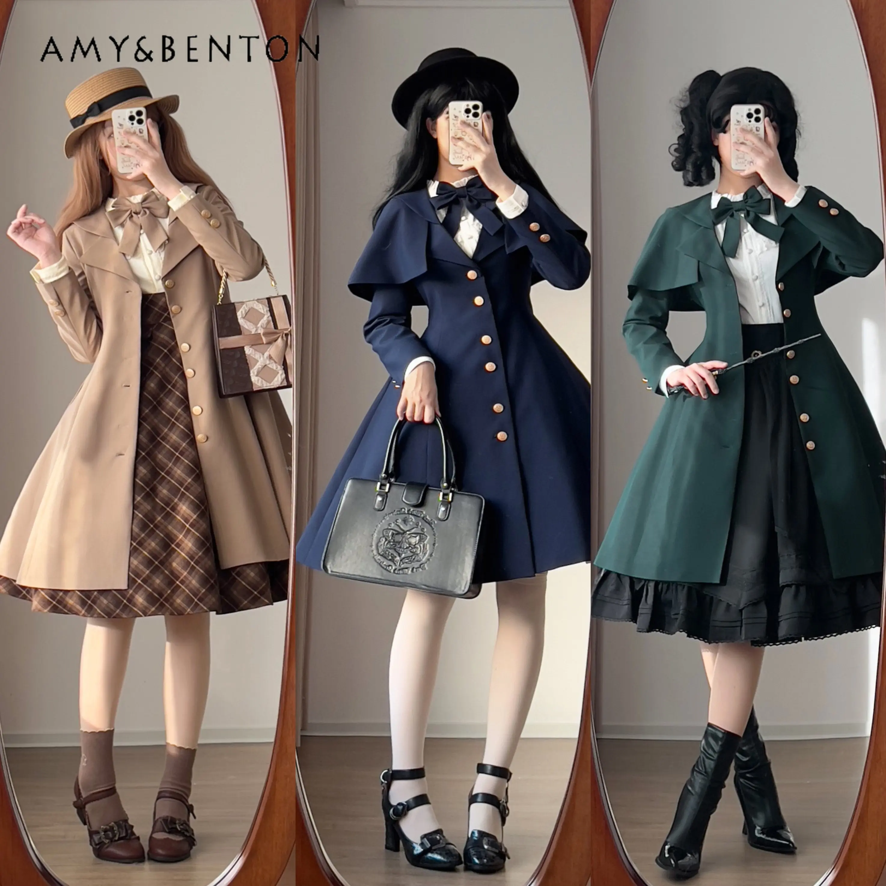 

Весенне-осеннее женское пальто в студенческом стиле: черное, коричневое, зеленое, серое, с V-образным вырезом, приталенное, однобортное, со съемной шалью