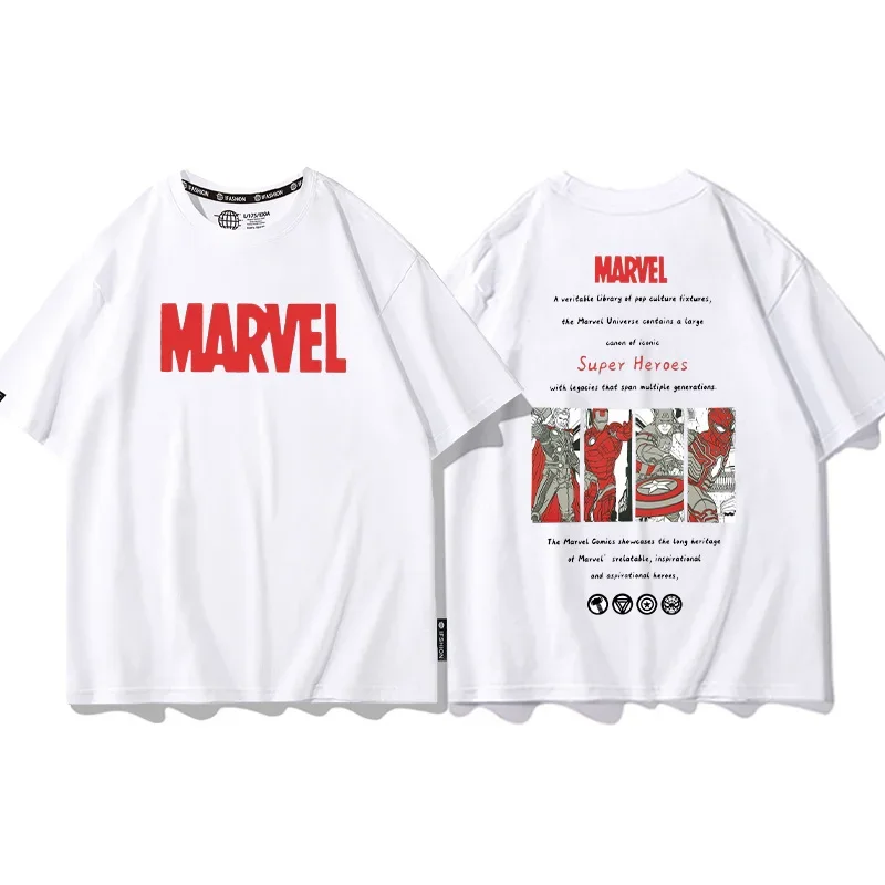 Marvel Avengers T-shirt Men's Short Sleeve Summer Hulk Iron Man Spider-Man Anime Peripheral Clothes Tide