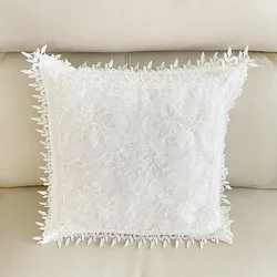 Elegant Pillow Case for Sofa Bed Fashion Flower Embroidery Bedside Back Cushion Lace Pillow Case Sofa Cushion Cover 45X45cm