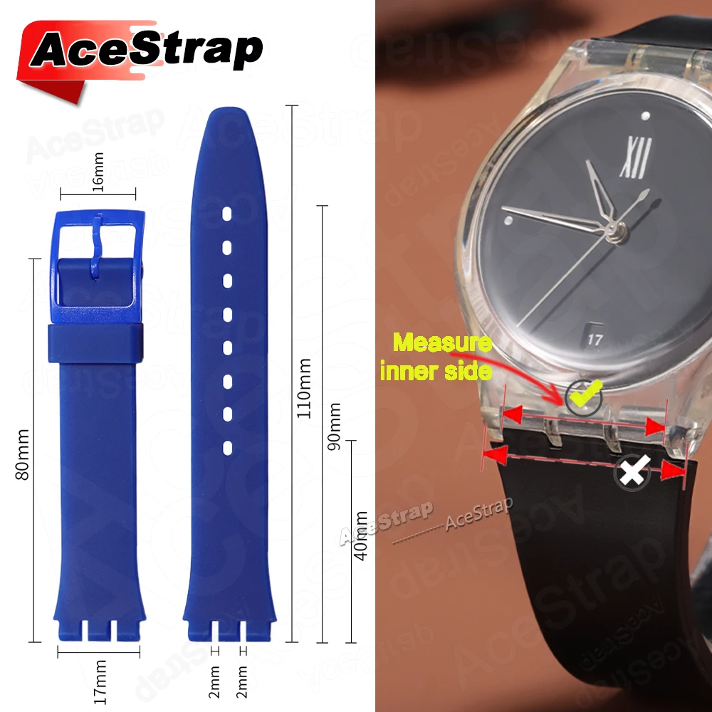 الملونة المطاط حزام ل سواتش حزام (استيك) ساعة 16 مللي متر 17 مللي متر 19 مللي متر 20 مللي متر معصمه النساء الرجال مقاوم للماء الساعات سوار سيليكون