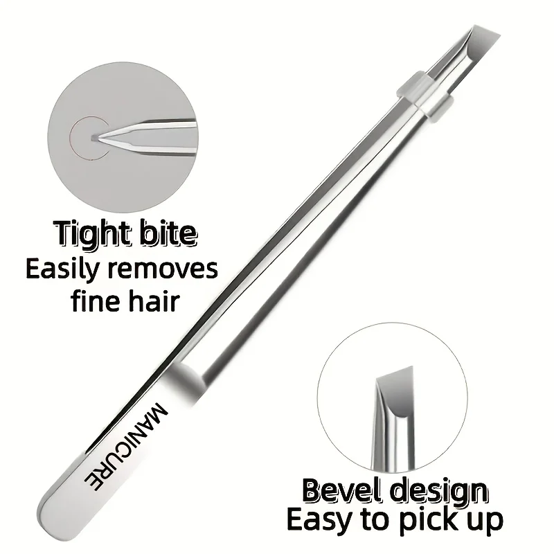 2pcs Set with Box Stainless Steel Tweezers Slanted Eyebrow Clip Beard Pulling And Eyebrow Trimming Tweezers Portable Beauty Tool