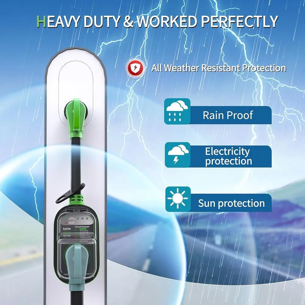 EyGde RV Surge Protector 50 أمبير مقاوم للماء - محلل دائرة RV لحماية الجهد الكهربائي لمقطورة السفر للتخييم، أخضر #4
