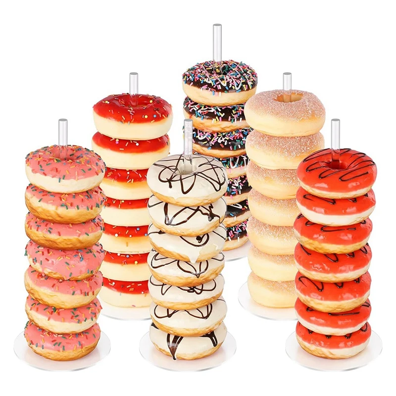Donut Stand 6 Pack,Acrylic Bagel Stand,Donut Display Stand for Dessert Table,Bagel Display Tower for Birthday, Wedding