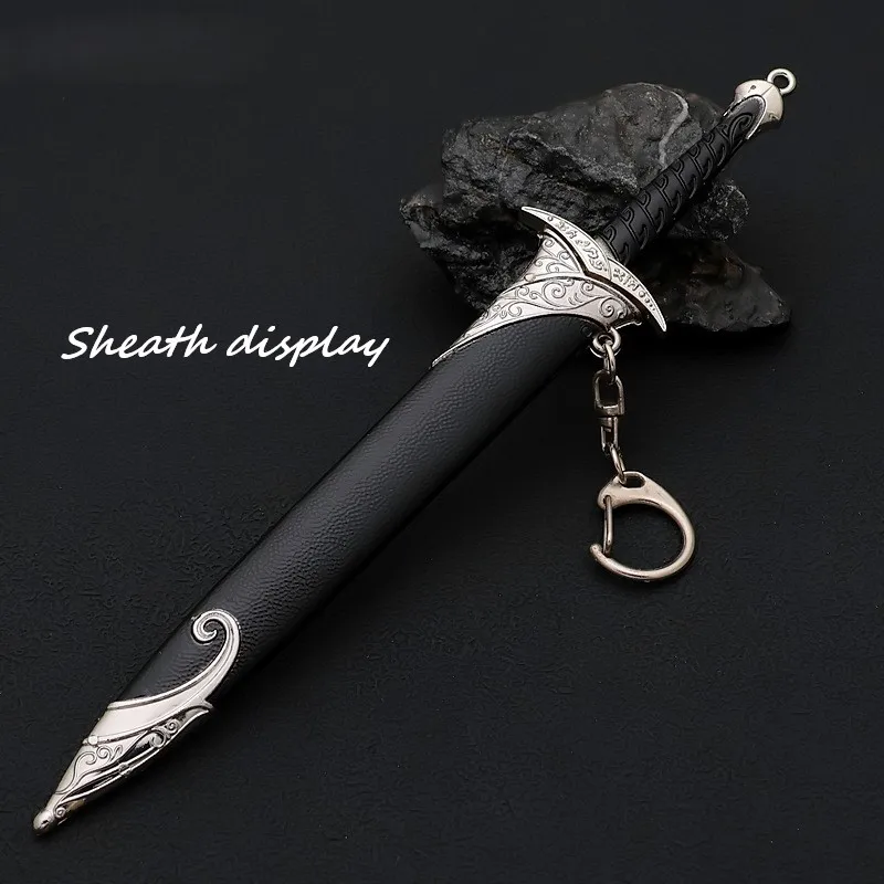 18 cm Sting Zwaard Klossen Bilbo Baggins Middeleeuwse Randapparatuur Ongesneden Metalen Samurai Zwaard Wapen Model Sleutelhangers Ornamenten Gift Speelgoed