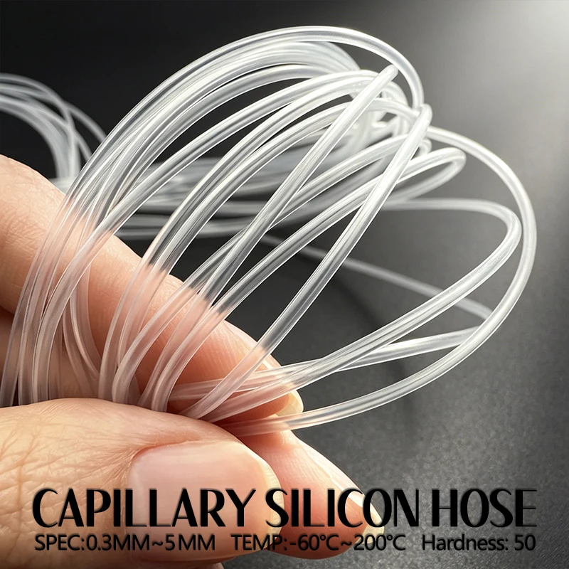 20/30/50M Food Grade Clear Silicone Hose Nontoxic Elastic ID 0.5/0.6/0.8/1/1.2/1.5/2/3/4mm Heatproof Tube for Laboratory Hose