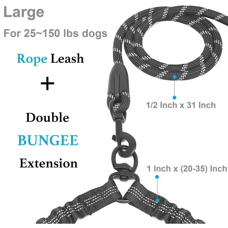 Double dog fur, 360 degree rotating tangle free walking fur, suitable for shock-absorbing bungee jumping for two dogs, medium si