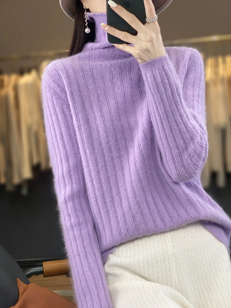 100% Mink Cashmere Sweater Female Basic Long Sleeve Pullover Autumn Winter Turtleneck Cashmere Women Knitted Clothing Tops