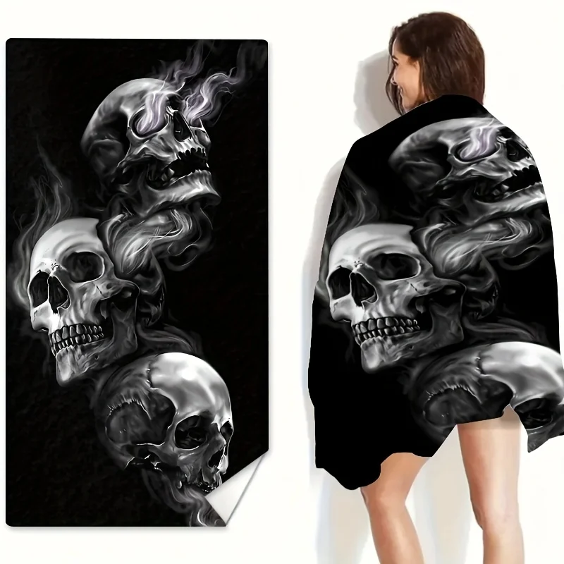 1pc Halloween Pattern Beach Towel, Multi-Purpose Towel for Seaside Swimming Pool Bathroom Camping Travel Yoga Fitness