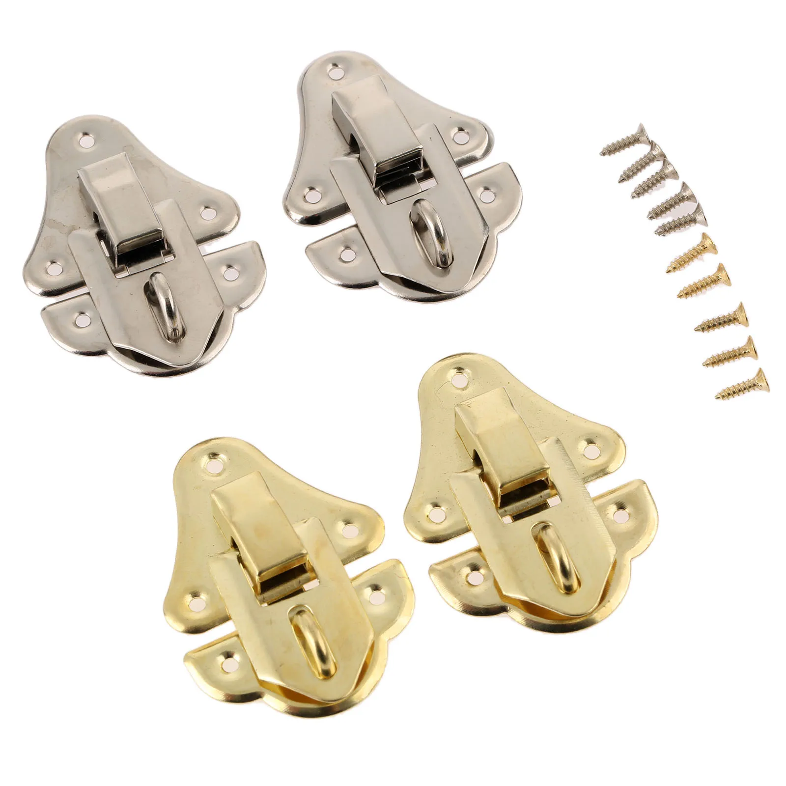 2 قطعة صندوق فضة العتيقة المزالج ديكور غلق بمشبك مزلاج تبديل للمجوهرات صندوق خشبي حقيبة ث/المسمار الأثاث الأجهزة 48*35 مللي متر