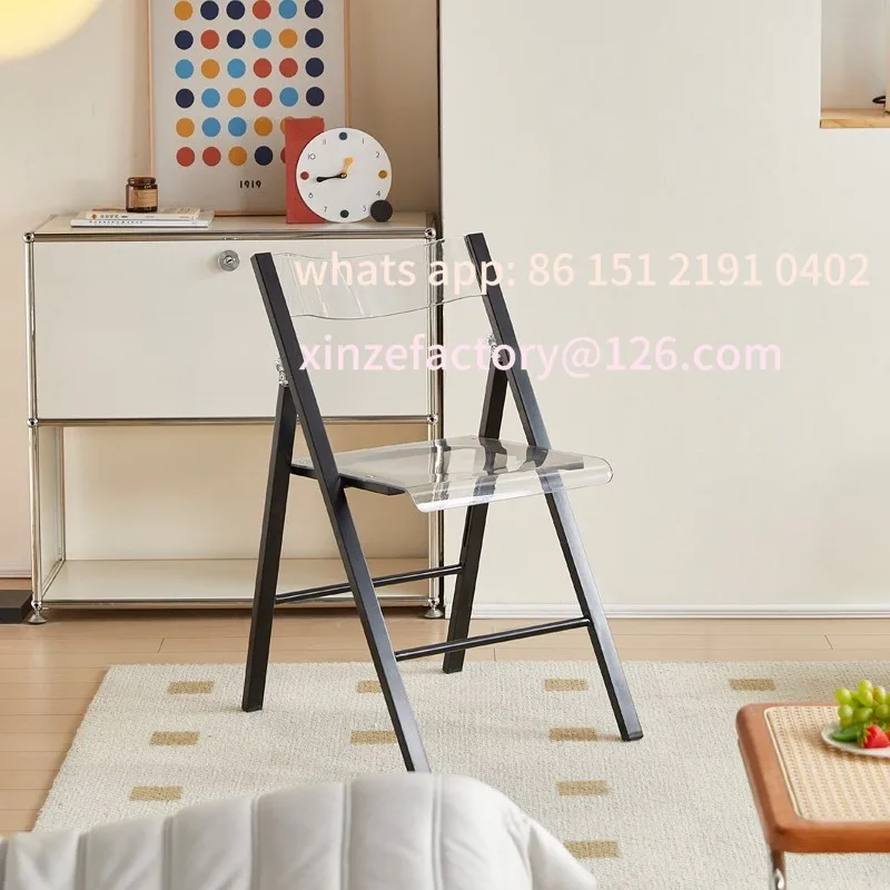 

Customizable Warming Medieval t Red Simple Acrylic Transparent Folding Chair Home Dining Chair Photo Back