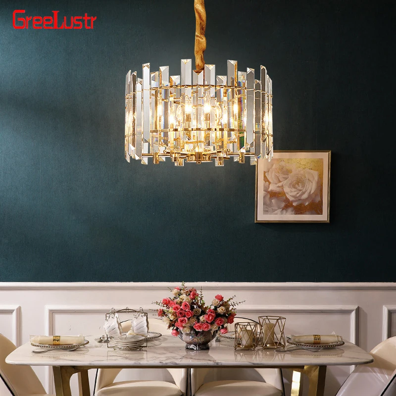 

Round Postmodern Led Chandeliers Indoor Crystal Ceiling Lamp Decor Living Room Bedroom Transparent Lamps Light Luxury Pendant