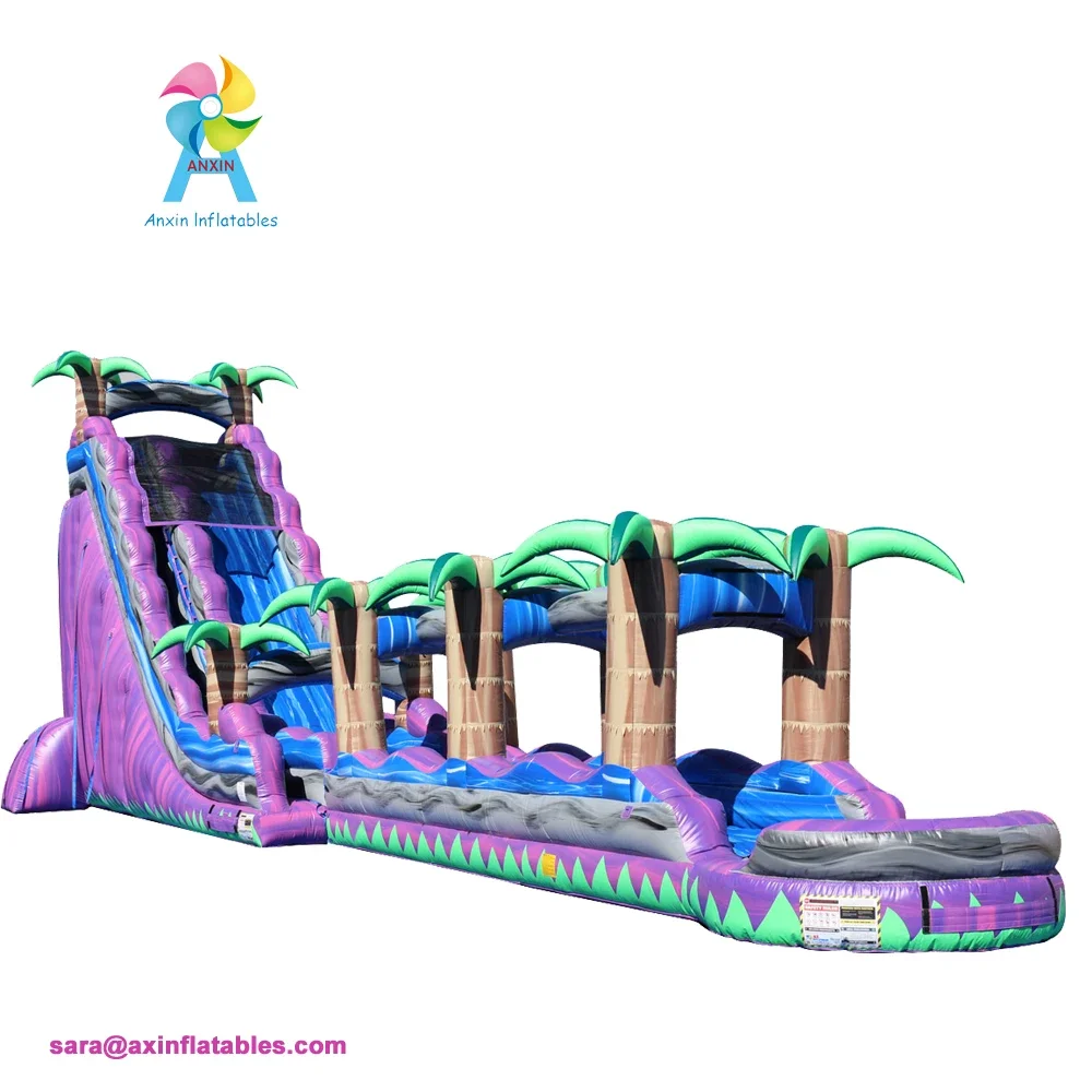 Color Inflatable Water Slide With Ramp Blue CE Customized Unisex Amusement Park 3 Years OEM Service For Clients