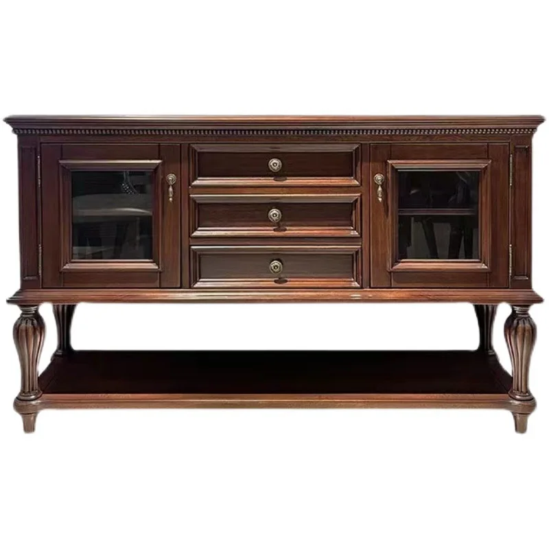 

American country oak Roman column foyer cabinet, porch cabinet, locker, decorative cabinet, retro solid wood