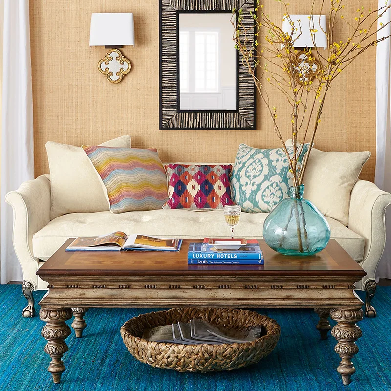 Modern simple fabric upholstery sofa American country living room reception sofa