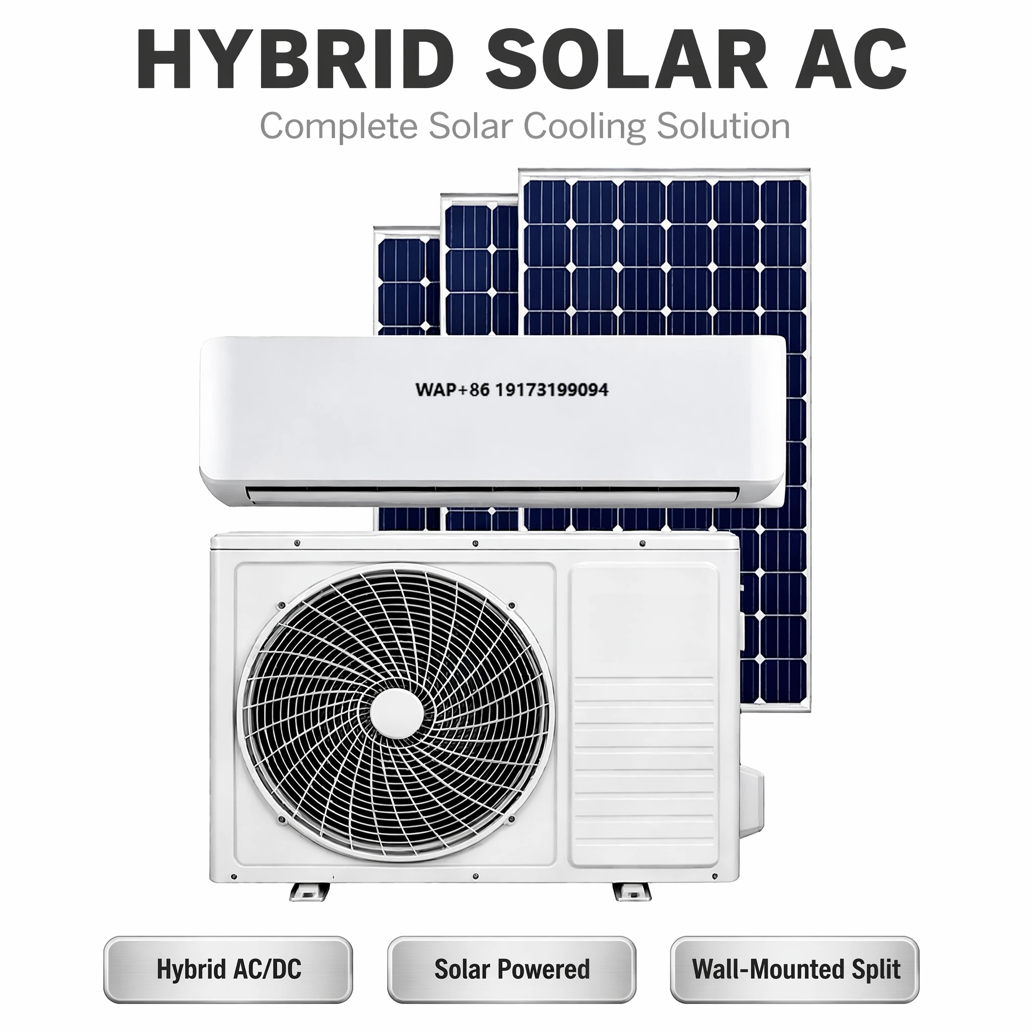 Lebria 12000 BTU Hybrid DC/AC Solar Air Conditioner with Cooling/Heating and 24/48W Solar Power for 100% Off-Grid Operation