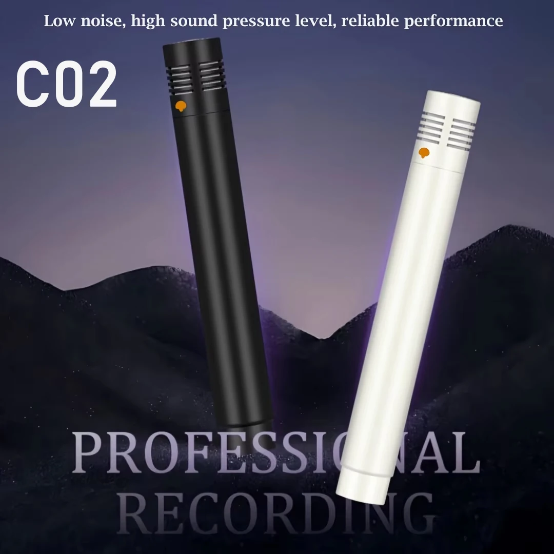 C02 Kondensator-Instrumentenmikrofon, Stiftmikrofon mit Kleiner Membran für Gitarre, Klavier, Violine, Saxophon, Studio und Bühne