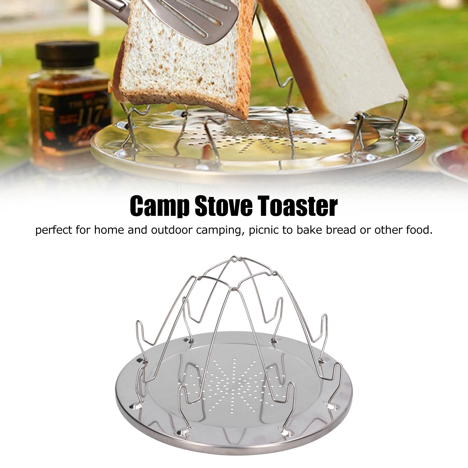 Folding Camping Stove Toaster Rack Stainless Steel Portable Bread Toast Holder Camp Grill Toaster for BBQ Picnic Hiking Outdoor