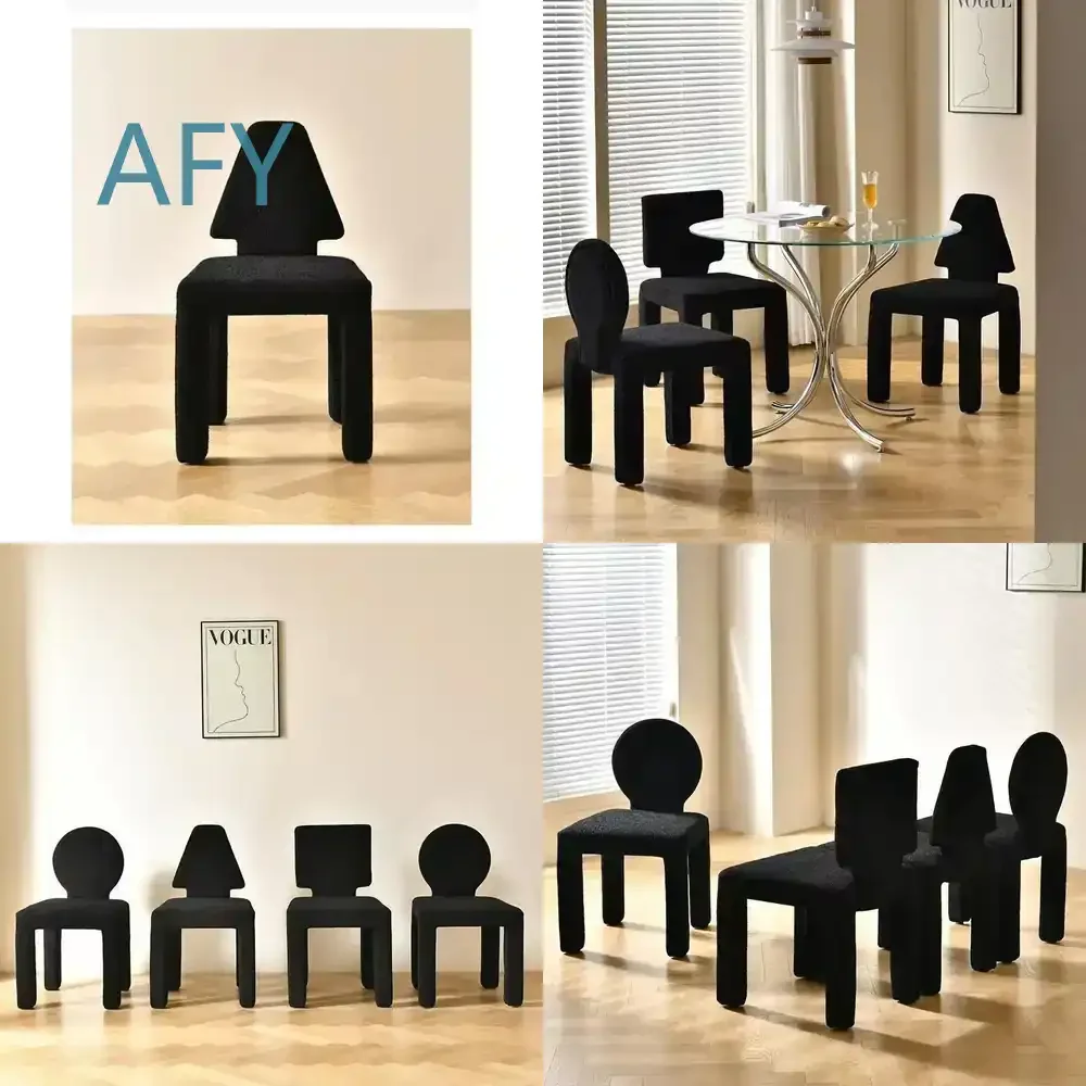 Modern Minimalist Makeup Chair for Home Office Desk Dining Room Kitchen for Small Spaces Unique Shape Accent Furniture Black