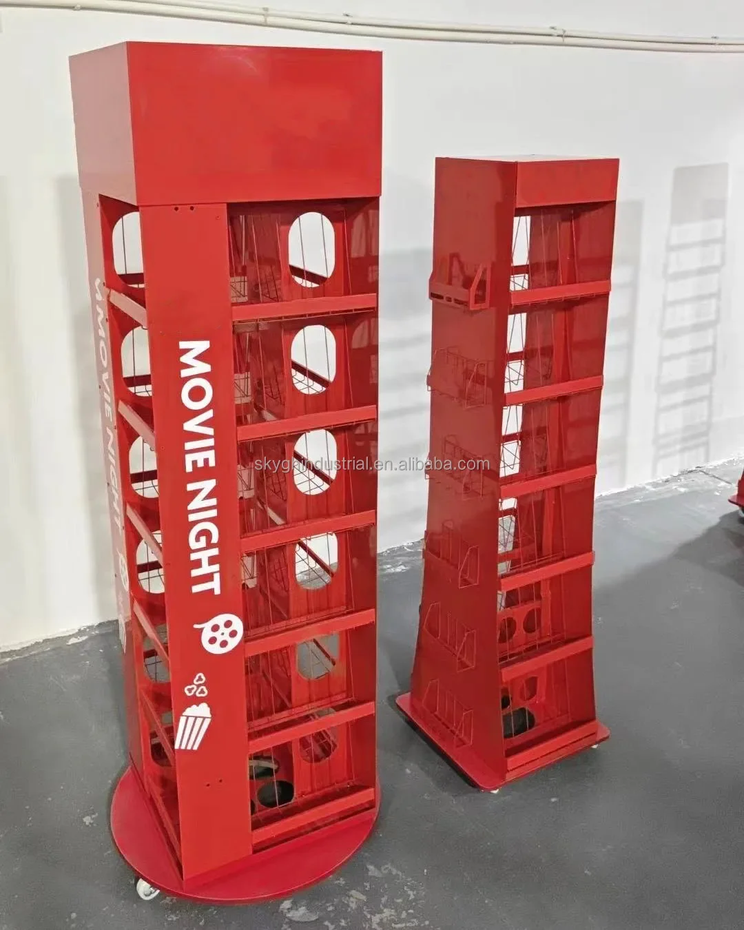 2026 Rotating Floor Metal Pocket Showcase Display Stand Rack Greeting Cards CDs Magazines-for Store Jewelry Mall Use Made MDF