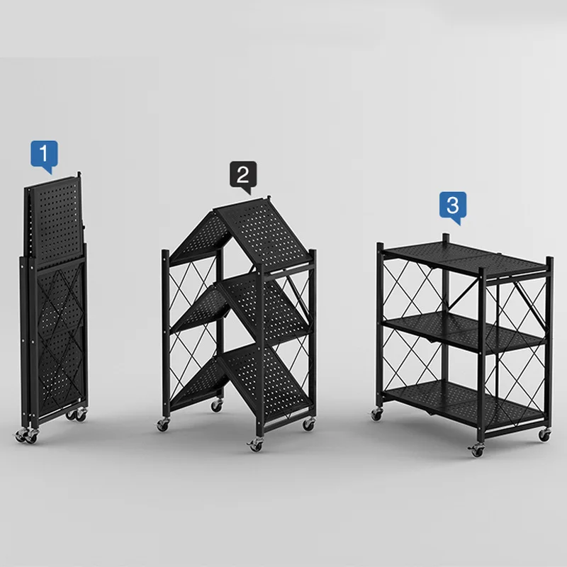 Shelf Installation-free Floor-to-ceiling multi-layer kitchen storage rack Cross-border spot wholesale folding storage rack