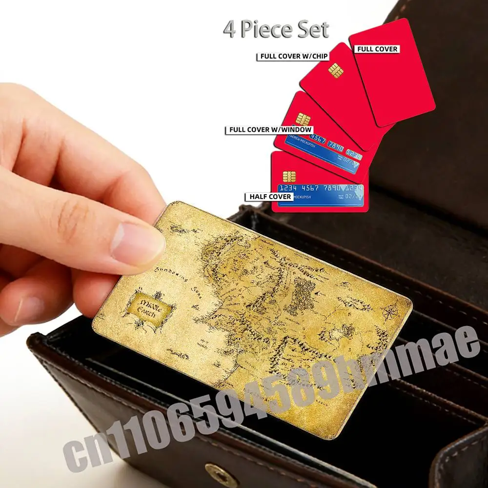 For Middle Earth Map The Lord of the R-Rings Credit Bank Sticker Film Waterproof Protect Access Card Full Cover Skin ID