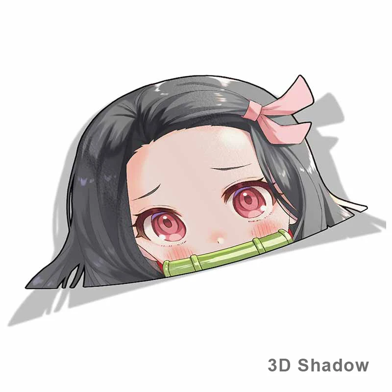 ملحقات خارجية 13/17 سم ملصقات كرتونية للسيارات Nezuko Kamado شيطان القاتل Peeker ملصقات من الفينيل بتصميم كبير الرأس k74