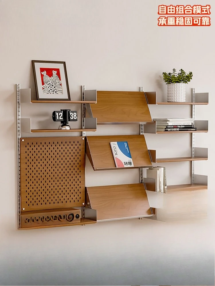 

Wall rack Wall-mounted wrought iron baffle bookshelf Living room wall-mounted multi-layer storage rack Display rack Height adjus
