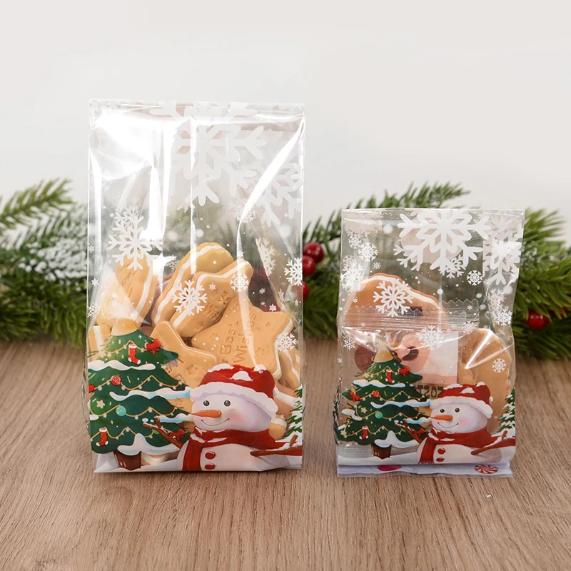 25/50pcs Christmas Candy Cookies Bags Santa Baking Biscuit Gift Packaging Bag Box Christmas Decoration For Home New Year Navidad