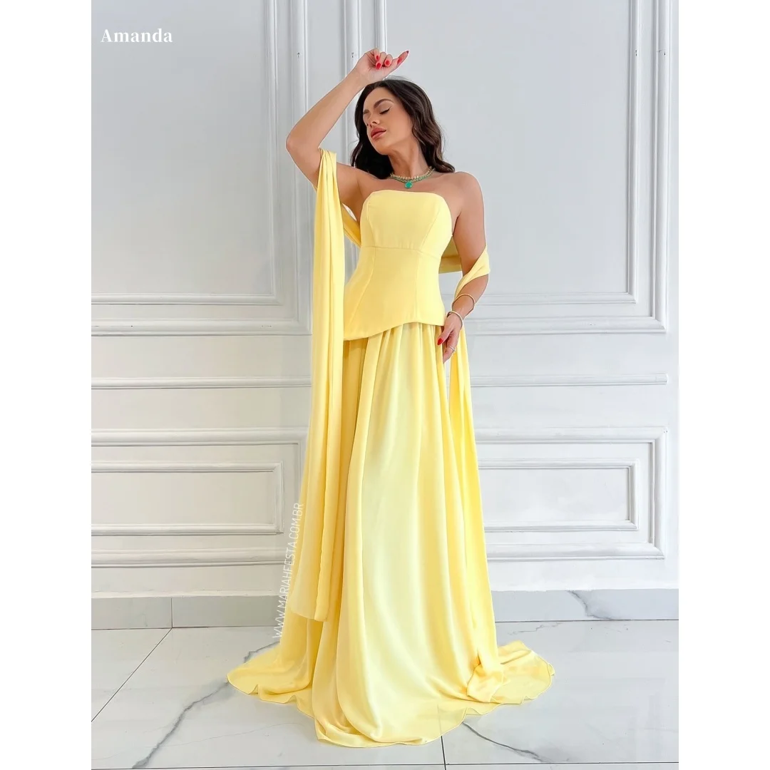 

Длинные шелковые шарфы Amanda по индивидуальному заказу, платье для выпускного вечера без бретелек, без рукавов, трапециевидной формы, платья de noche, длиной до пола, торжественный вечер 2025