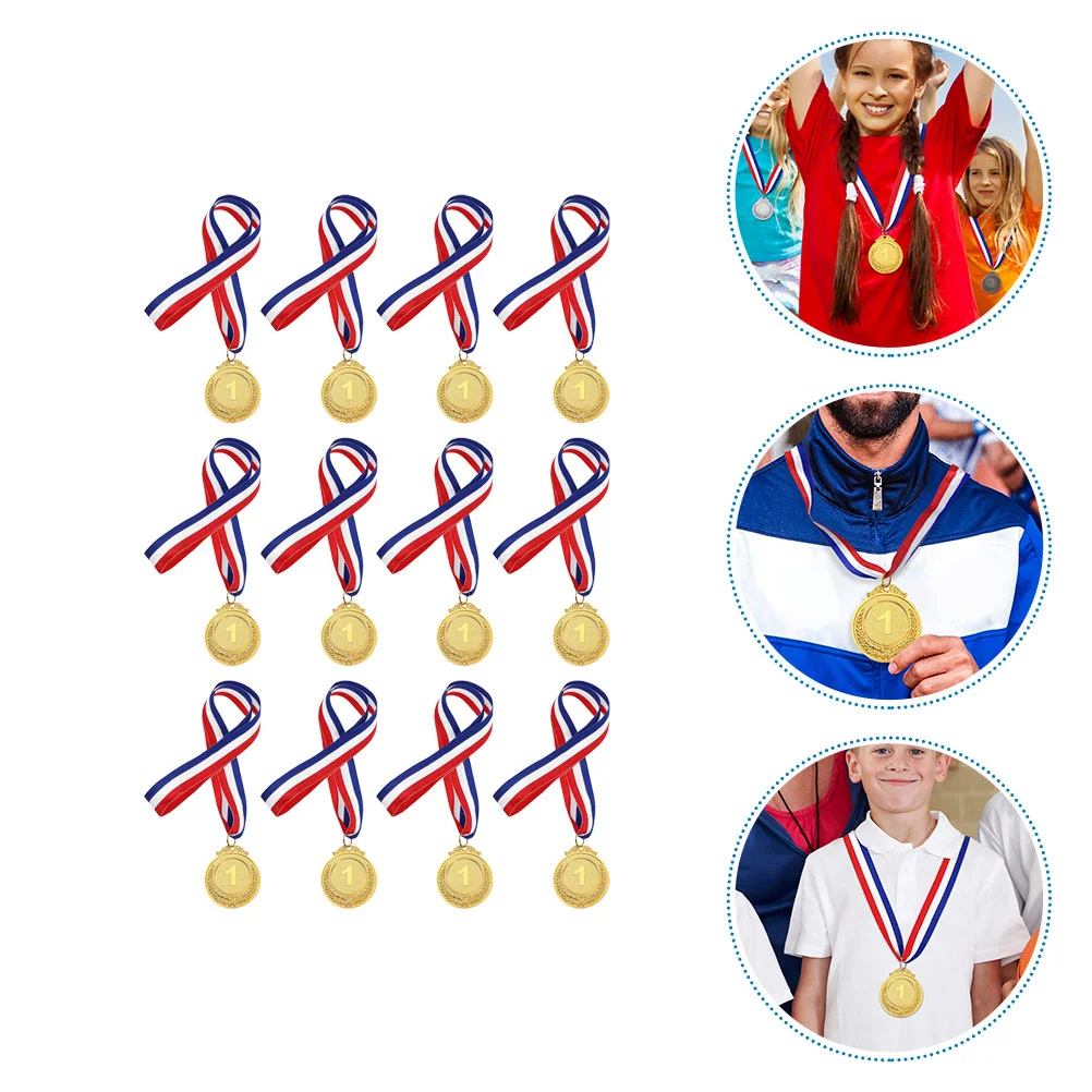 

12 Pcs The Medal Prizes for Competitions Bronze and Gold Party Medals 1st Place Awards Kids Toy School Number Football Child